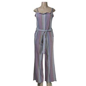 CHASER NWT Striped Linen Blend Jumpsuit Boho Beach Coastal Retro Festival M
